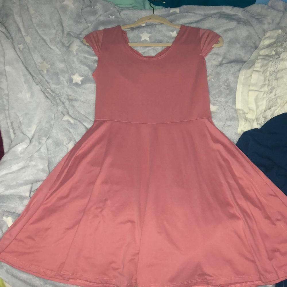 Pink dress with crotchet detail